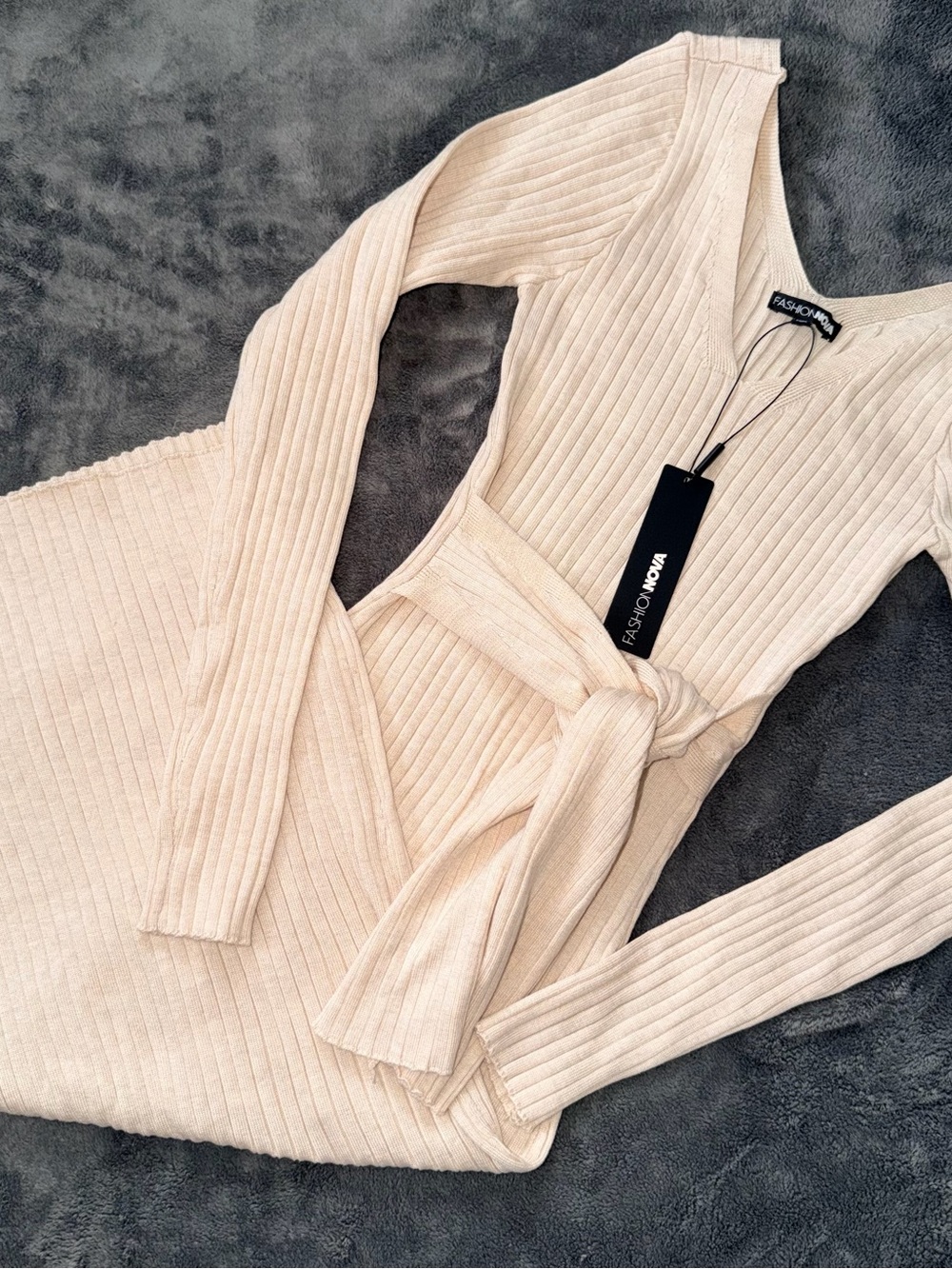 Fashion Nova Marisa Sweater Midi Dress - Oatmeal - Picture 1 of 4